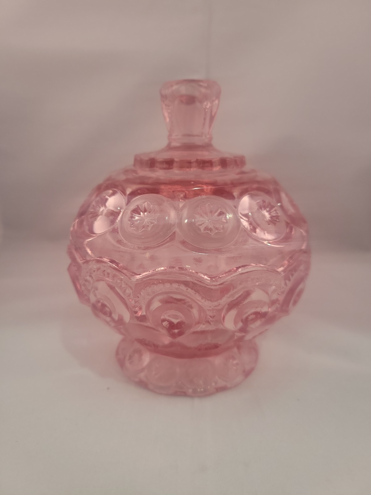 Rare Pink LE Smith Moon & Stars Compote Lidded Compote Candy Dish With Lid Rare Pink LE Smith Moon & Stars Compote Lidded Compote Candy Dish With Lid