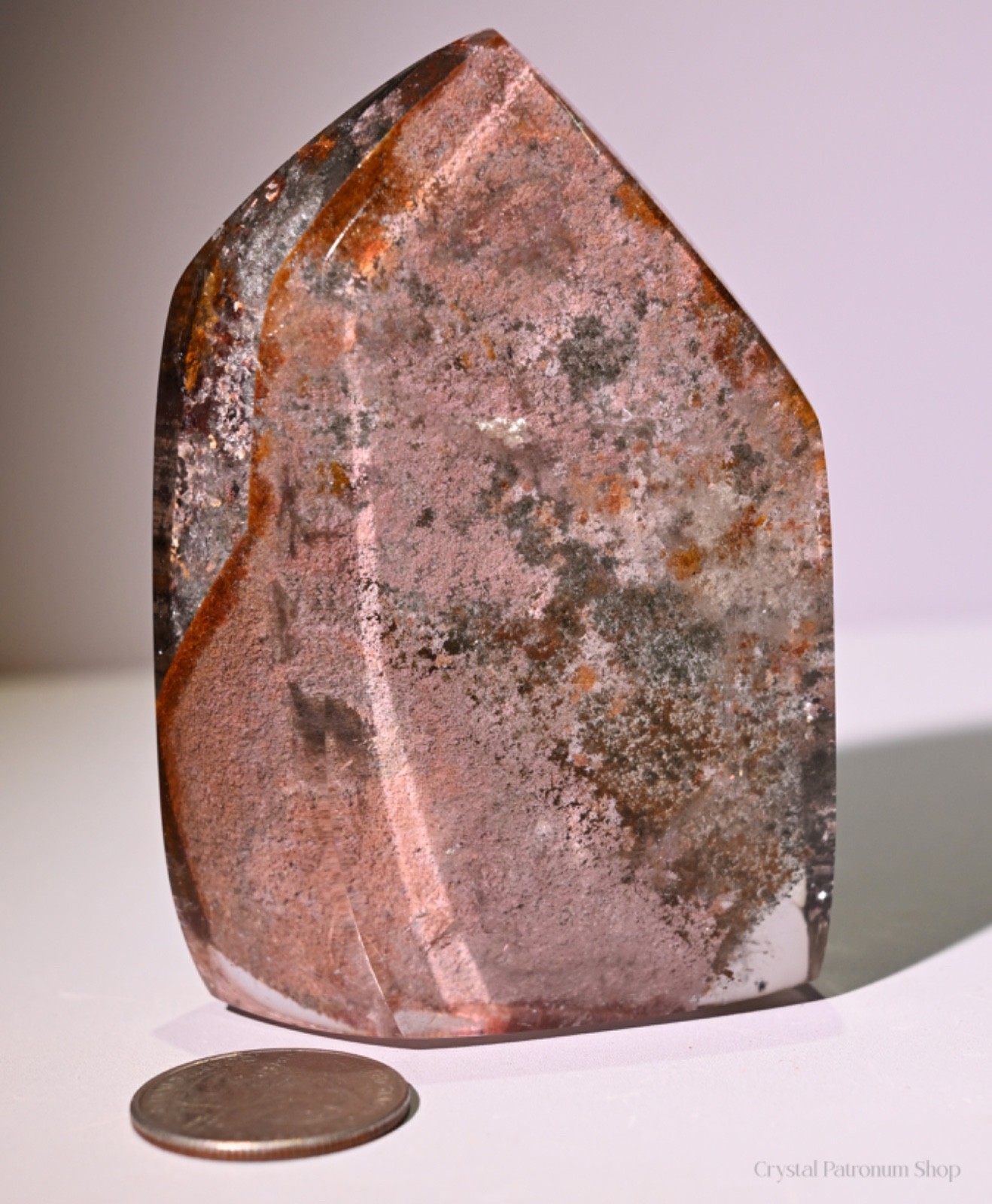 Lodolite Garden Quartz Crystal Point Scenic Inclusion Quartz w Acrylic Stand
