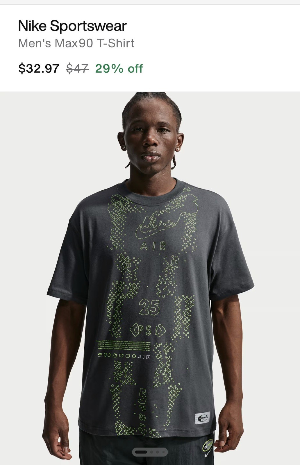 NWT Men\'s Nike Air Max Tee Neon Max90 Graphic T-Shirt Gray Neon Large IQ1004 NWT Men\'s Nike Air Max Tee Neon Max90 Graphic T-Shirt Gray Neon Large IQ1004