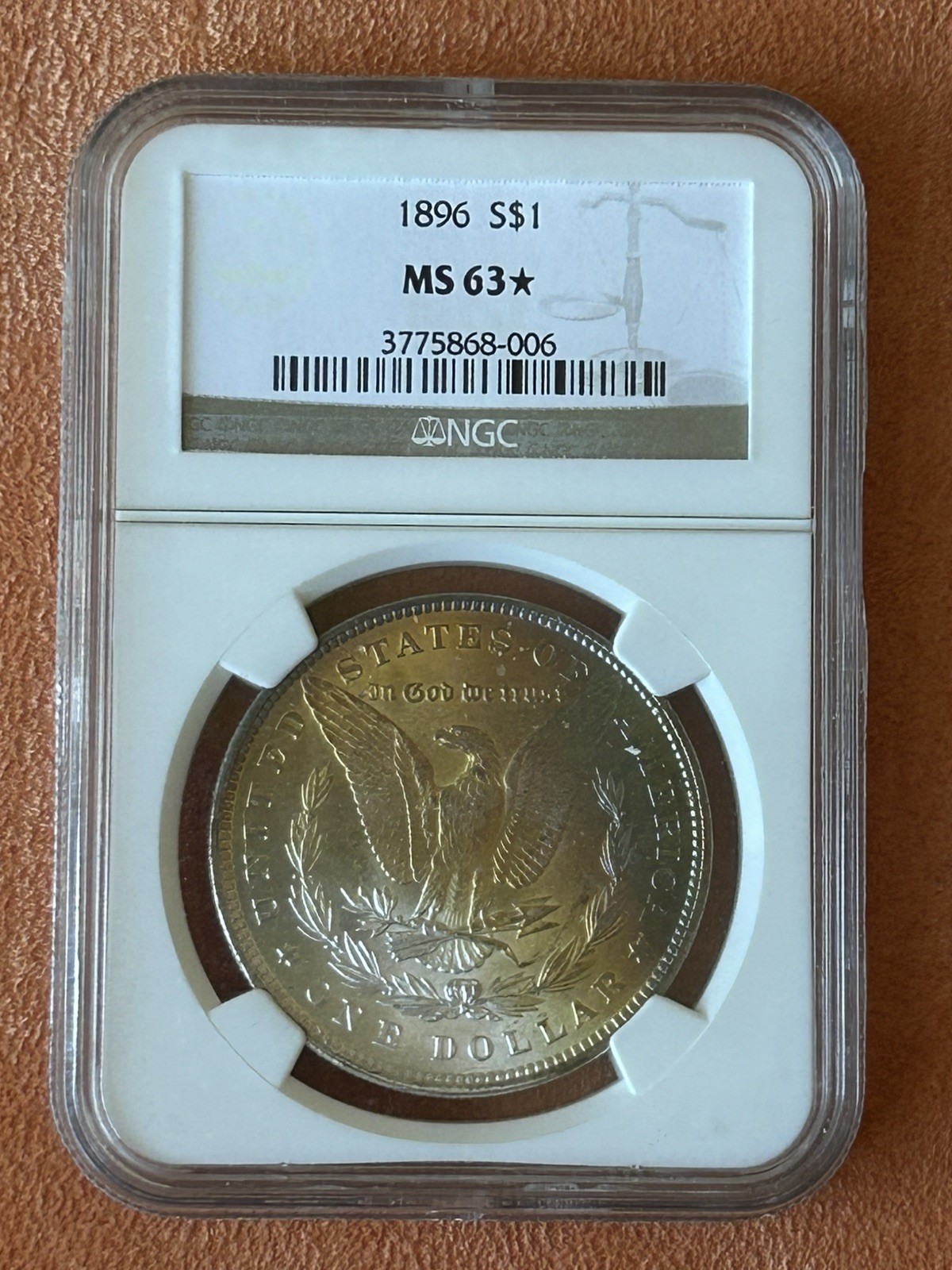 1896-P $1 MORGAN SILVER DOLLAR NGC MS63* Star Gorgeous Toning Toner