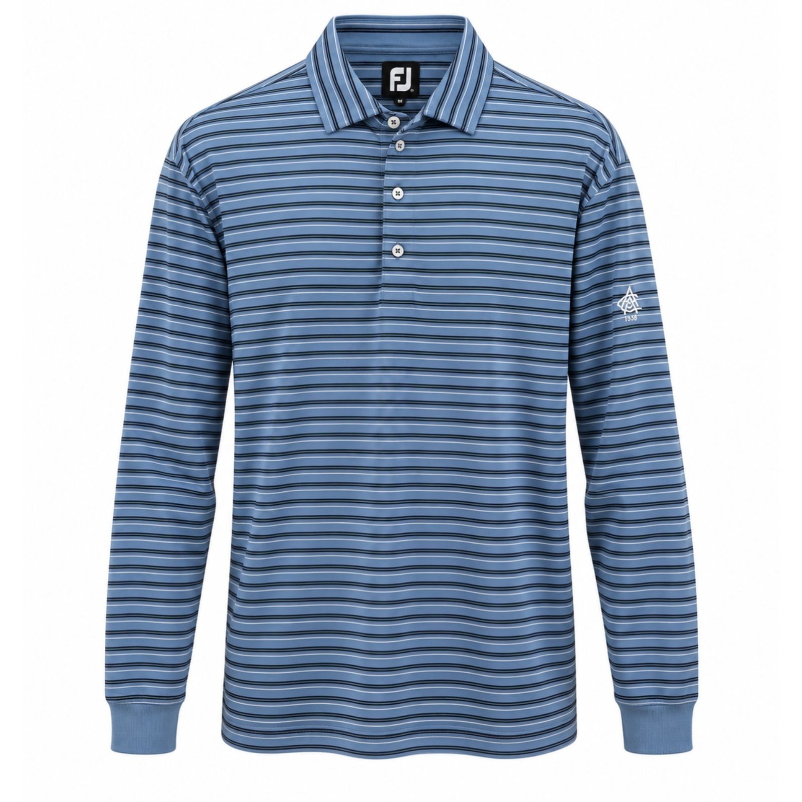 FootJoy Atlanta Athletic Club 1898 Stripe Polo Long Slv Pullover Mens L Blue EUC