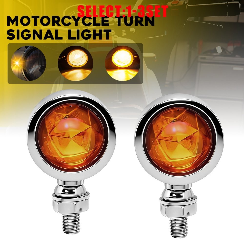 Motorcycle Chrome Bullet Turn Signal Amber Blinker Running Indicator Lights 2-6X