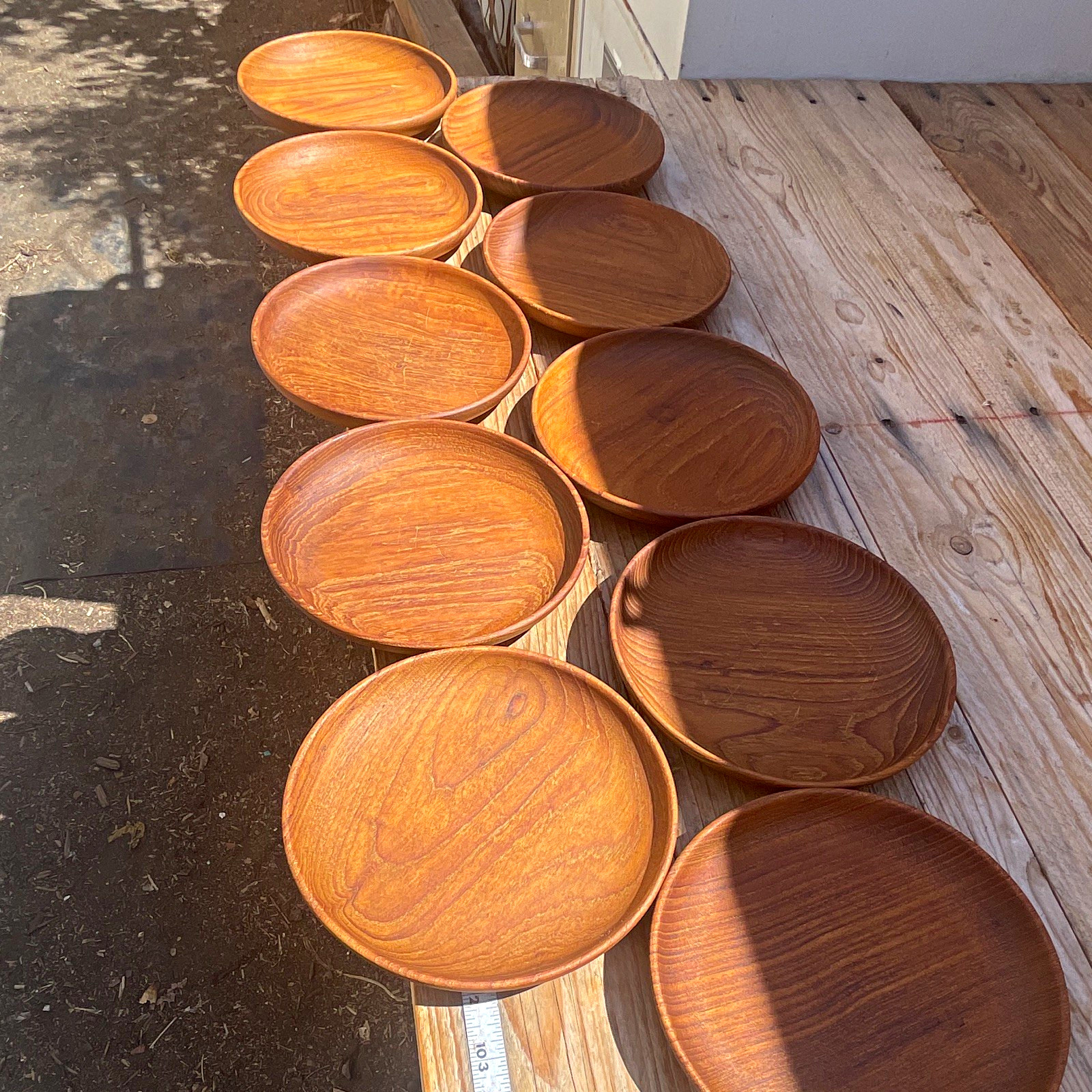 MCM Teak 6” plate Kay Bojesen Denmark set of 10 all signed/stamped used 