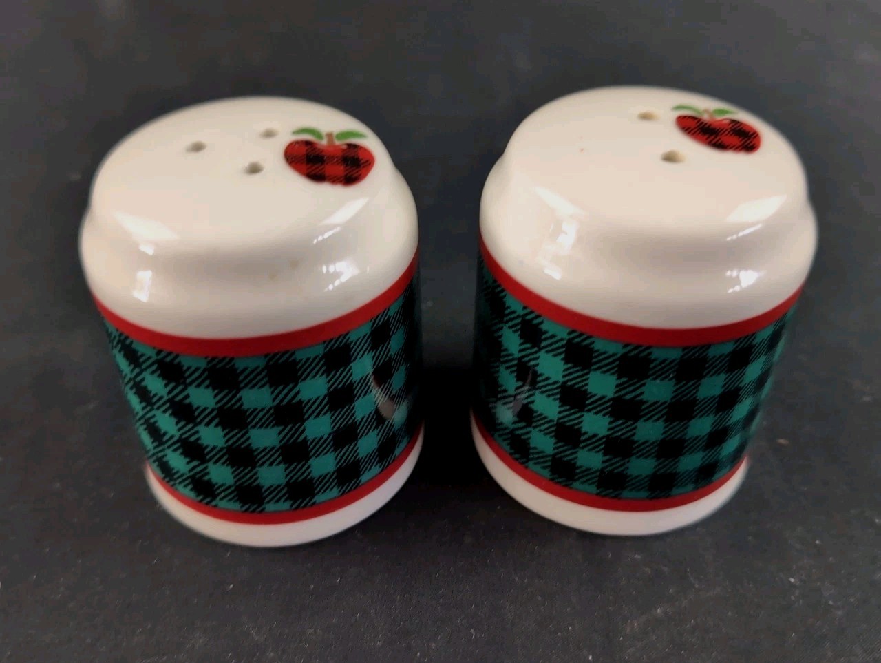 International China Applejack, Salt and Pepper Shakers, Ingleman Designs International China Applejack, Salt and Pepper Shakers, Ingleman Designs