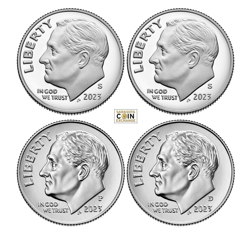 2023 S,S,P,D Proof Roosevelt 99.99% Silver Dime Proof All 4 2023 S,S,P,D Proof Roosevelt 99.99% Silver Dime Proof All 4
