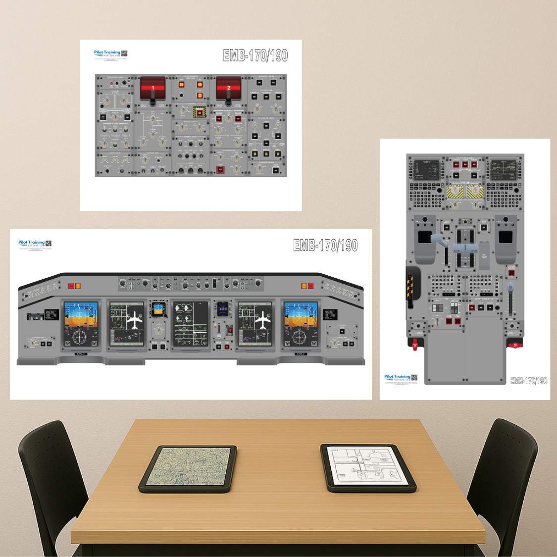 Embraer E175 / E170 E-Jet Cockpit Poster – Pilot Familiarization Training – E170 Embraer E175 / E170 E-Jet Cockpit Poster – Pilot Familiarization Training – E170