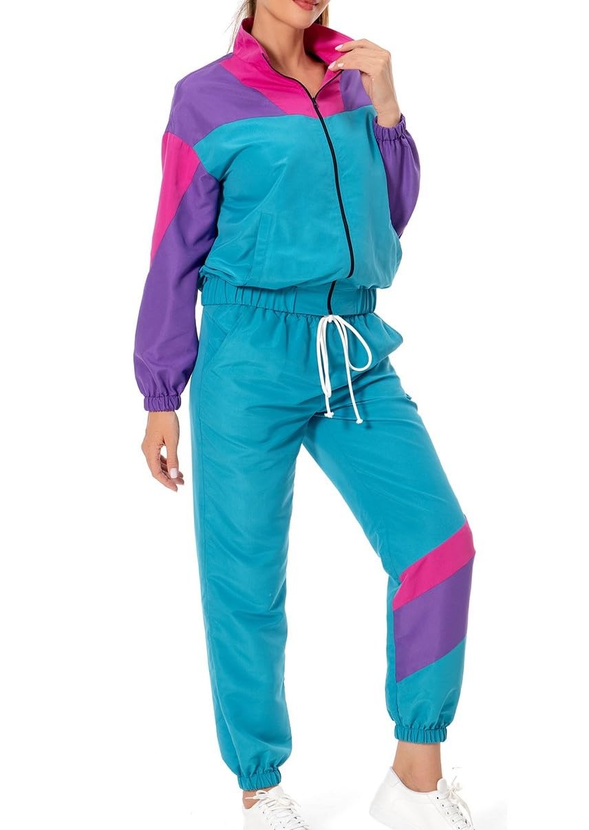 MASSWO 80s 90s Track Suit for Women 2 Piece Long Sleeve Retro Outfit Set MASSWO 80s 90s Track Suit for Women 2 Piece Long Sleeve Retro Outfit Set