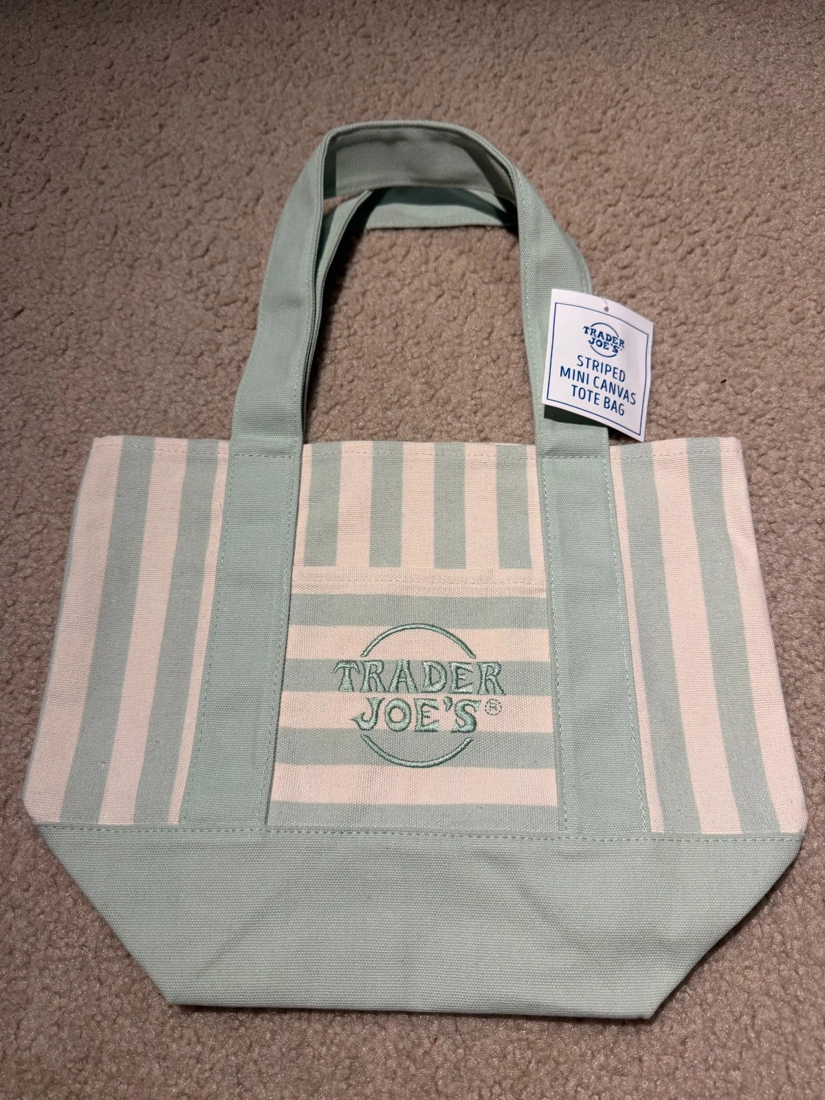 Trader Joe’s Mini Pastel Stripe Tote Bag 2026Limited Edition PinK Green Blue Tan Trader Joe’s Mini Pastel Stripe Tote Bag 2026Limited Edition PinK Green Blue Tan
