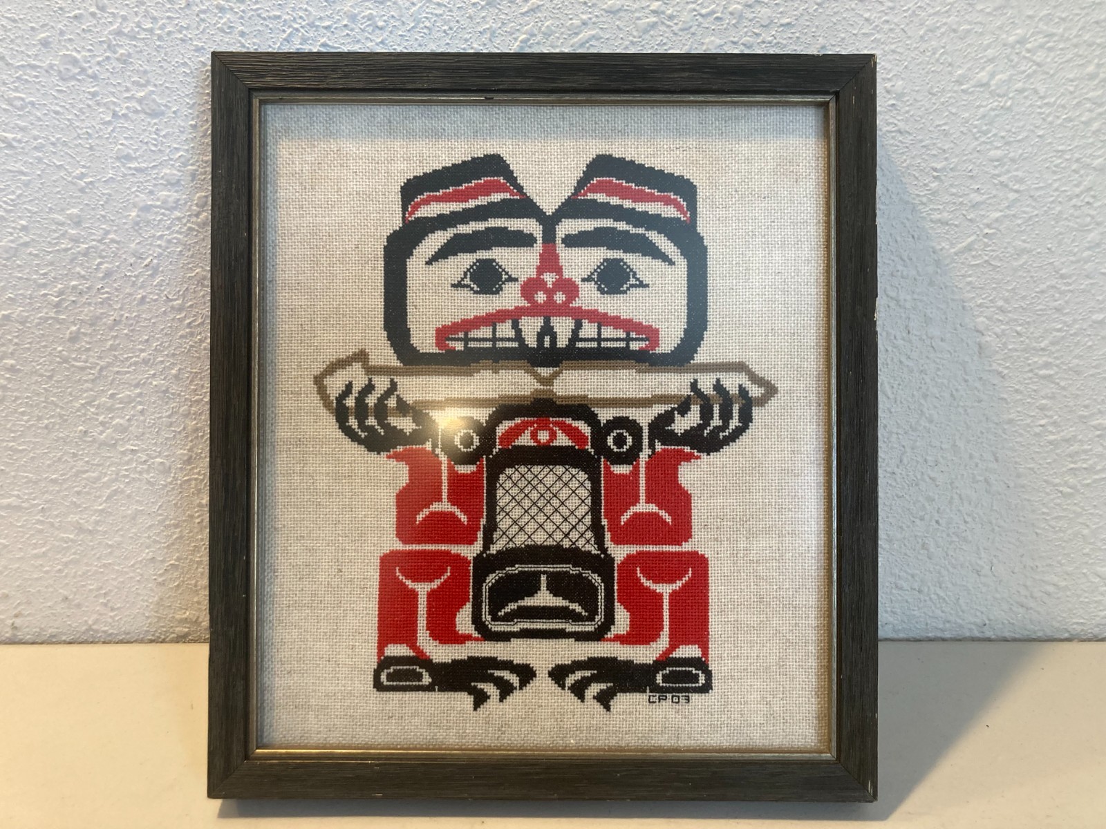 Vintage Pacific Northwest Coast Native Needlepoint Art Framed Haida Style Beaver Vintage Pacific Northwest Coast Native Needlepoint Art Framed Haida Style Beaver
