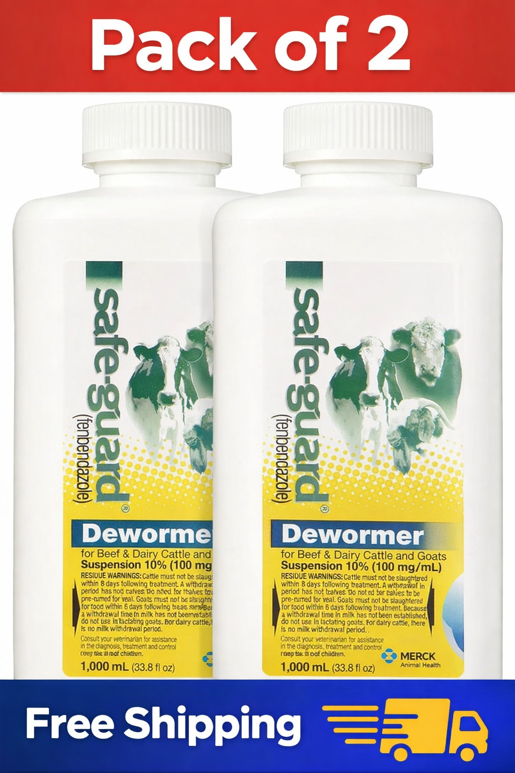 Pack of 2 Safe-Guard Dewormer Suspension Cattle & Sheep Dewormer 1000ml Pack of 2 Safe-Guard Dewormer Suspension Cattle & Sheep Dewormer 1000ml