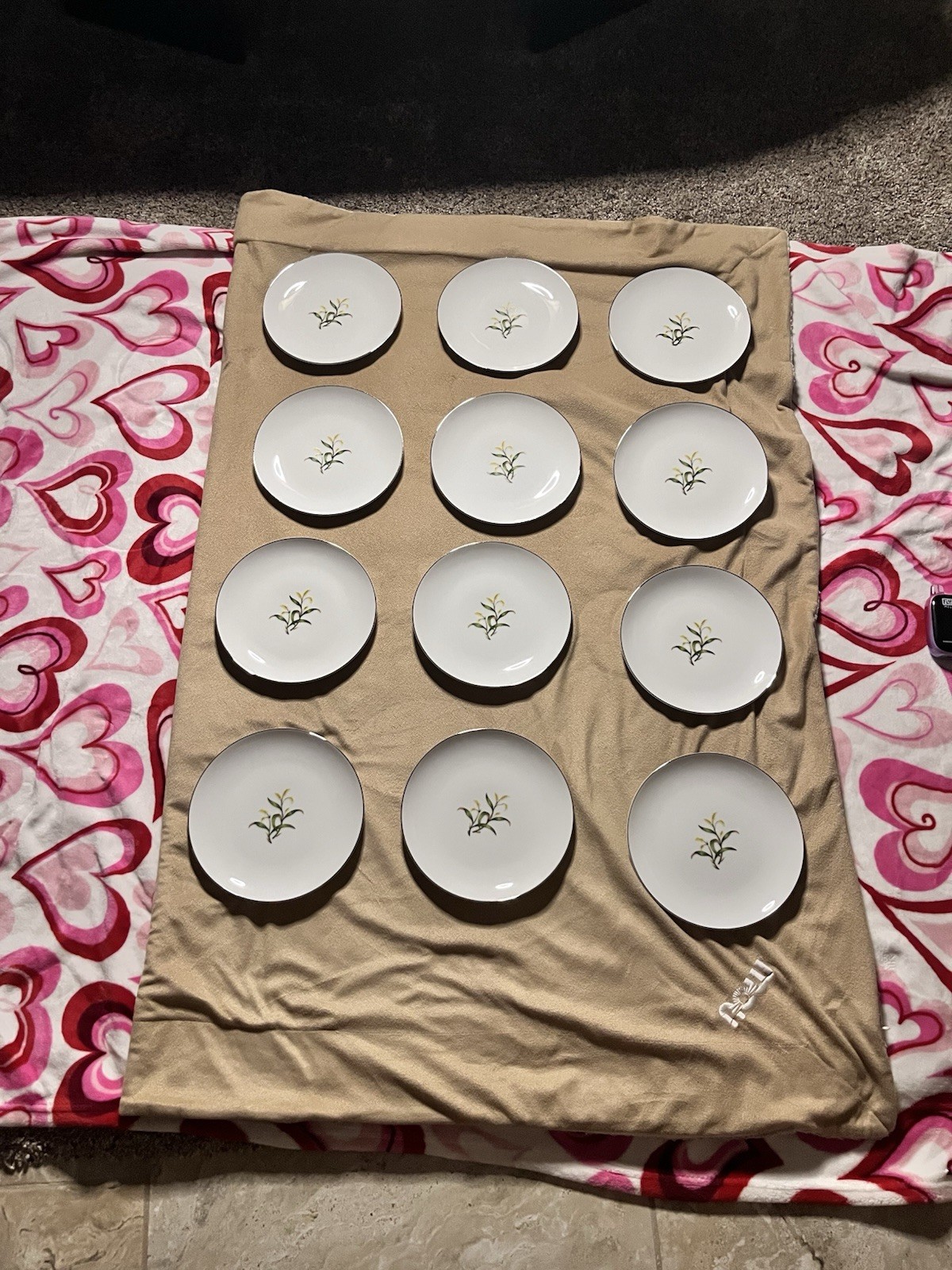 ACI Adele Fine China Japan 7 3/4” Salad Plates Set of 12 Yellow Floral