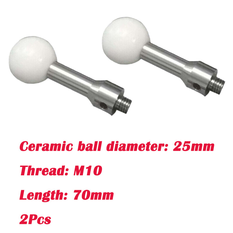 2Pcs Magnetic Force Ceramic Calibration Sphere 25mm Dia M10 Thread Length 70mm