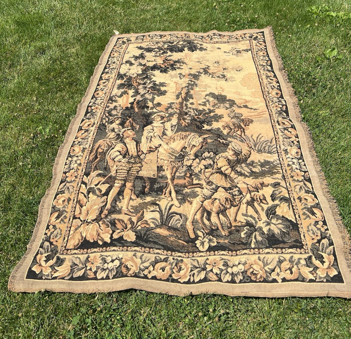 Tapestry French European Hand Loomed Victorian Beauty Easy Wall Hanging4x6.4