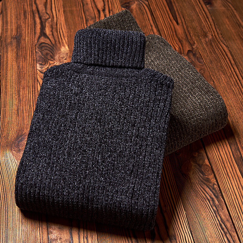 Autumn/Winter Sweater Slim Turtleneck Solid Color Pullover Men\'s Knitted