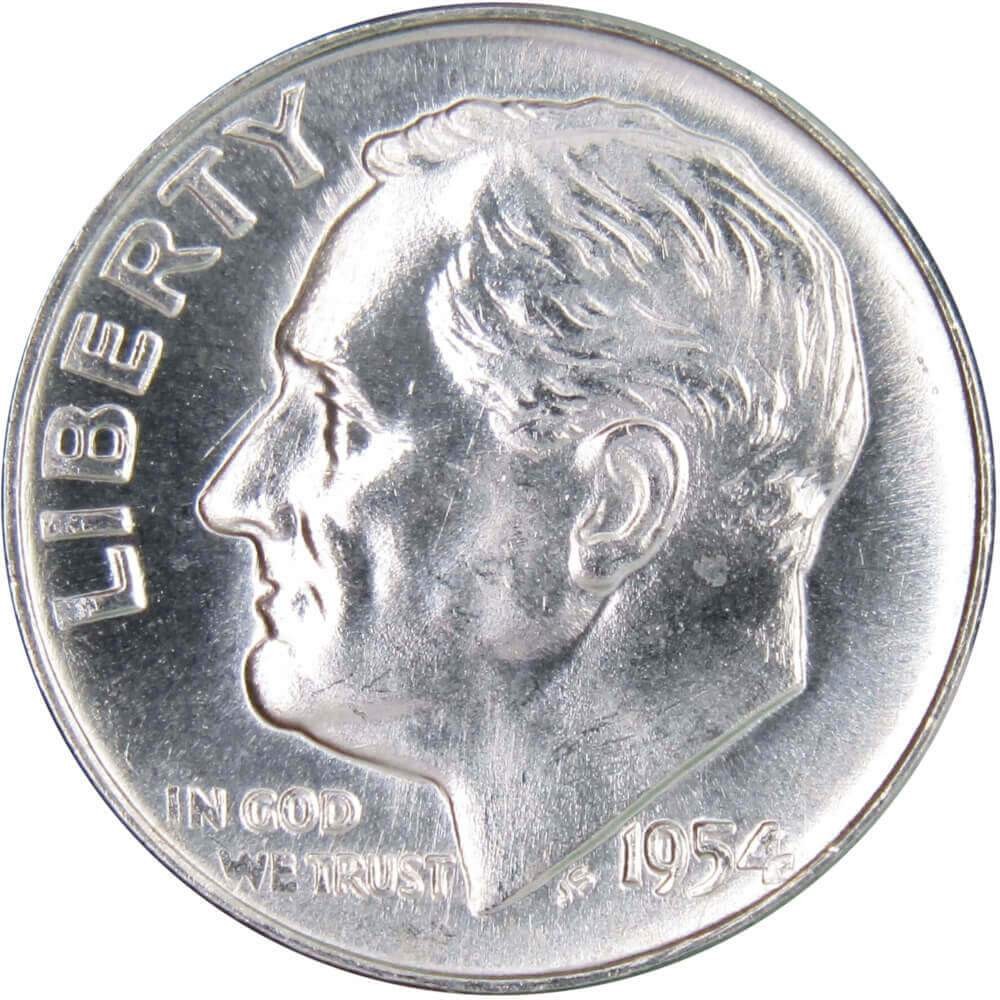 1954 D Roosevelt Silver Dime Uncirculated Mint State 10c Coin