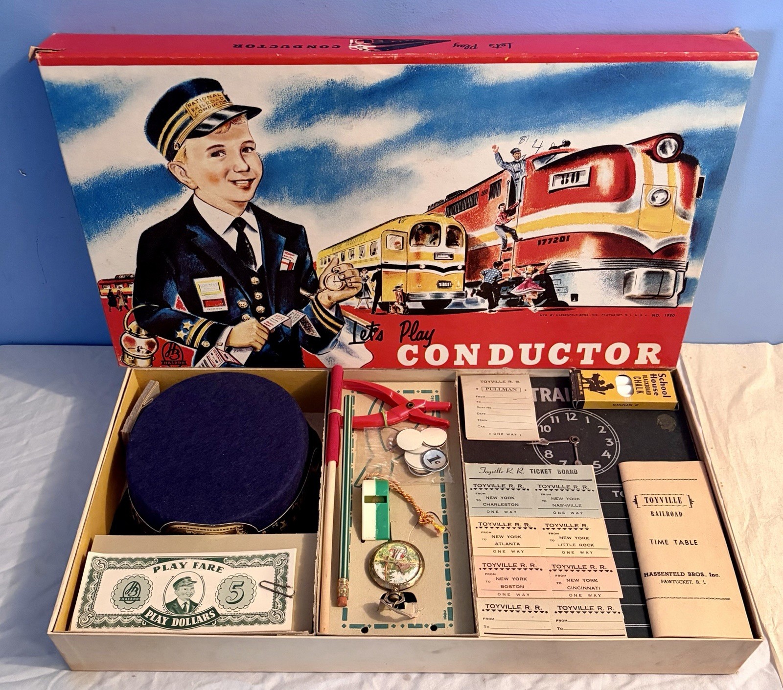 RARE Vintage 1950’s Hassenfeld COMPLETE Lets Play Conductor Railroad Board Game RARE Vintage 1950’s Hassenfeld COMPLETE Lets Play Conductor Railroad Board Game