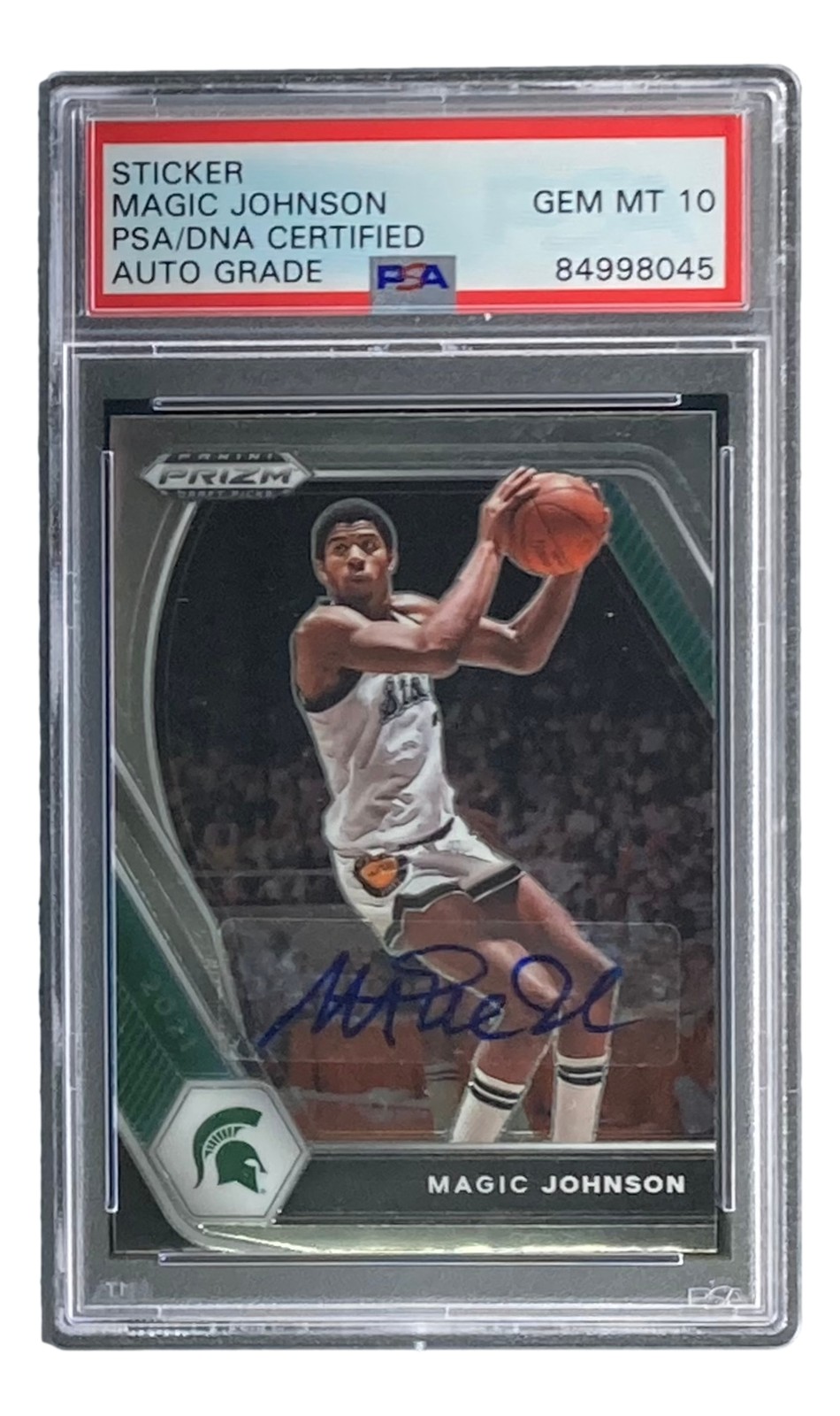 Magic Johnson Signed LA Lakers 2021 Panini Prizm #86 Trading Card PSA/DNA Gem