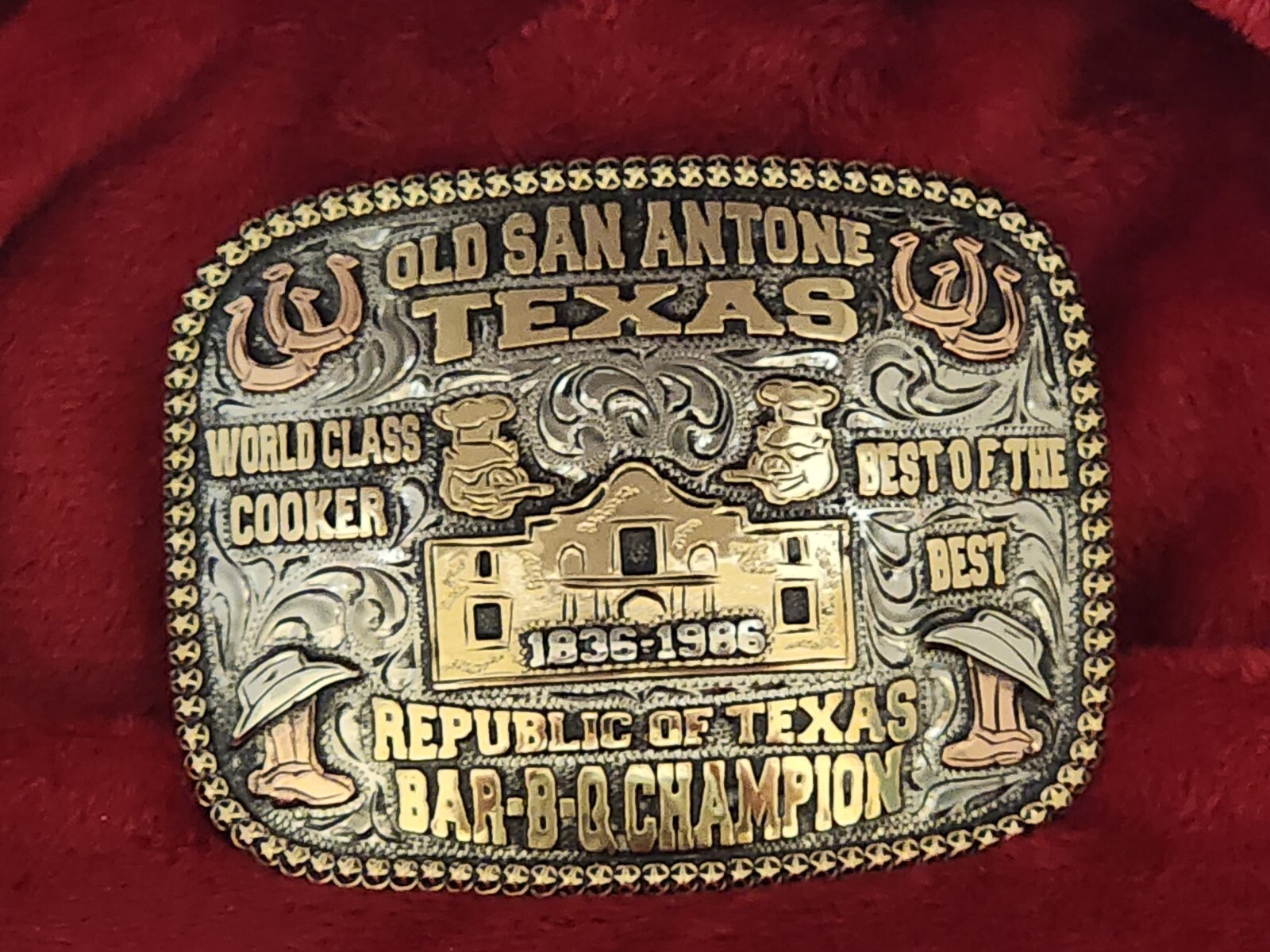 PITMASTER BAR-B-Q PRO CHAMPION TROPHY BUCKLE☆REPUBLIC OF TEXAS COOKOUT☆Rare☆X11