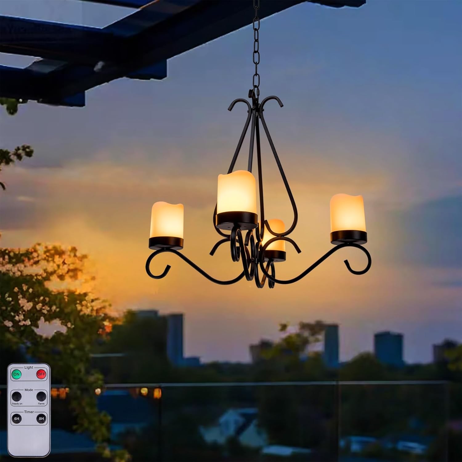 Battery Operated Chandelier, Outdoor Chandelier with 4pcs Battery Operated Le... Battery Operated Chandelier, Outdoor Chandelier with 4pcs Battery Operated Le...