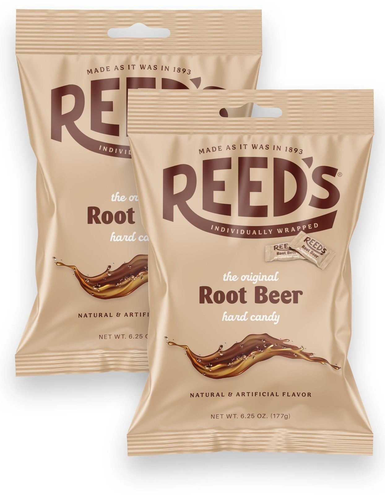 Reed’s Root Beer Candy, 6.25oz Bag (Pack of 2) Individually Wrapped Rootbeer...