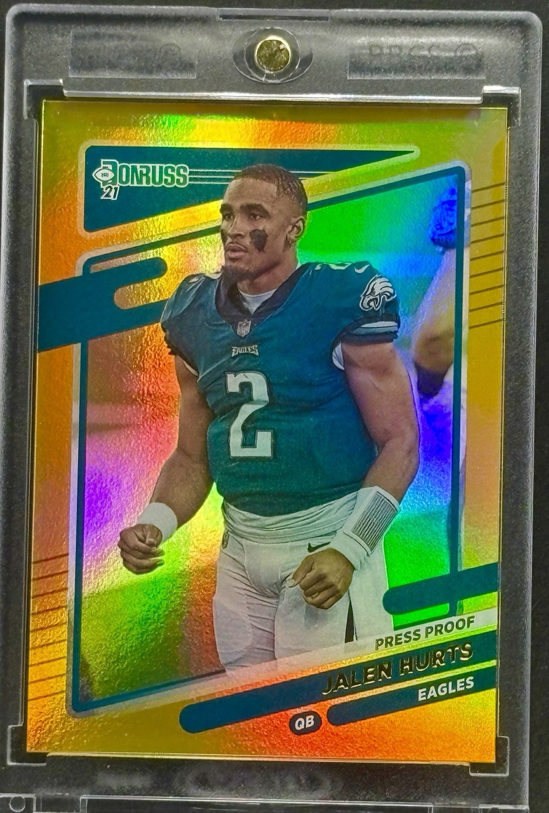 Jalen Hurts RARE GOLD REFRACTOR INVESTMENT CARD PANINI EAGLES MINT Jalen Hurts RARE GOLD REFRACTOR INVESTMENT CARD PANINI EAGLES MINT
