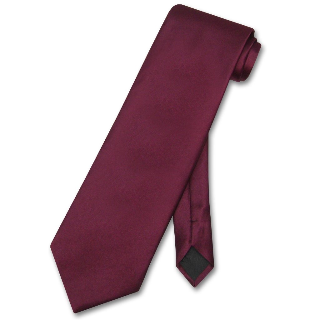 Vesuvio Napoli NeckTie Solid BURGUNDY Color Mens Neck Tie
