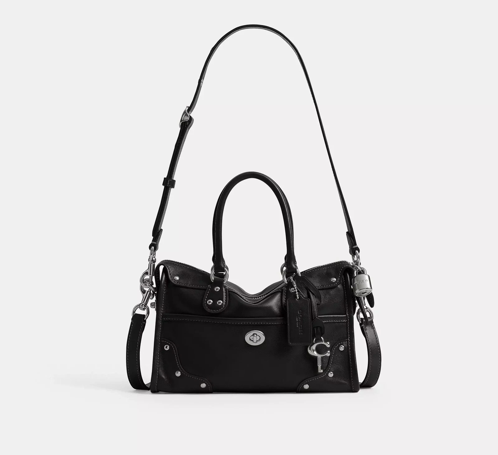 Coach Rider Satchel 24 Leather Crossbody Shoulder Handbag Purse Black W/ Box New Coach Rider Satchel 24 Leather Crossbody Shoulder Handbag Purse Black W/ Box New