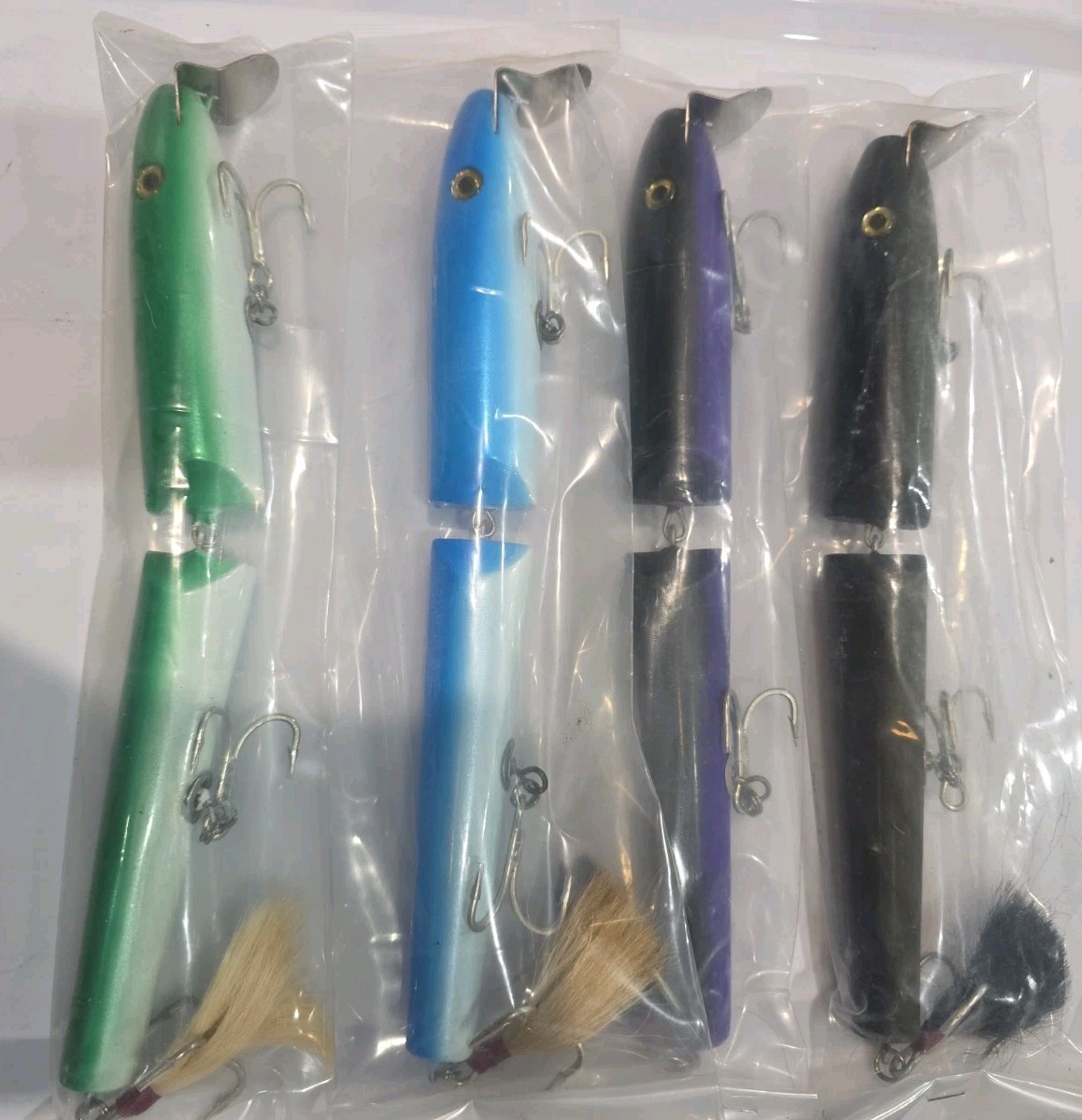 Lot of 4- Pikie Jointed Wooden Metal Lip 11 Lot of 4- Pikie Jointed Wooden Metal Lip 11