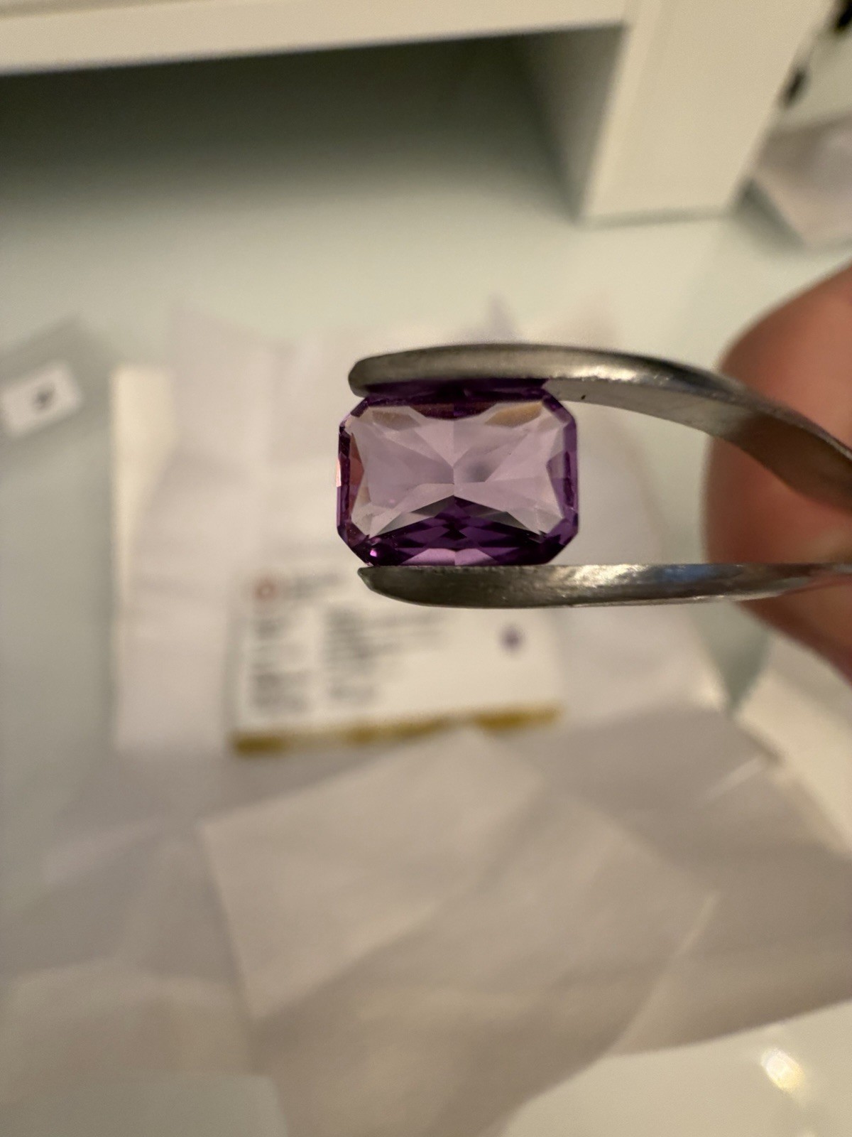 IGI Certified Lab-Created Violet Sapphire Cut Cornered Rectangular 2.45ct