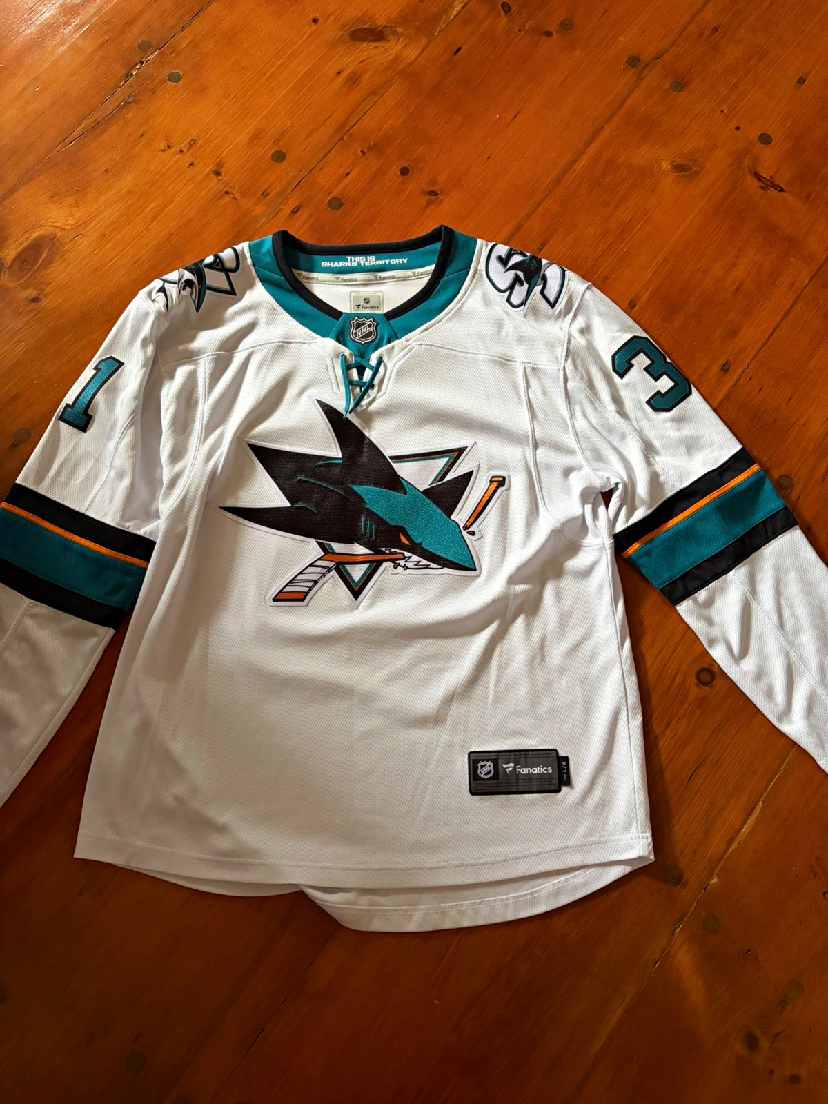 Fanatics San Jose Sharks Martin Jones #31 NHL Hockey Jersey White Size L Fanatics San Jose Sharks Martin Jones #31 NHL Hockey Jersey White Size L