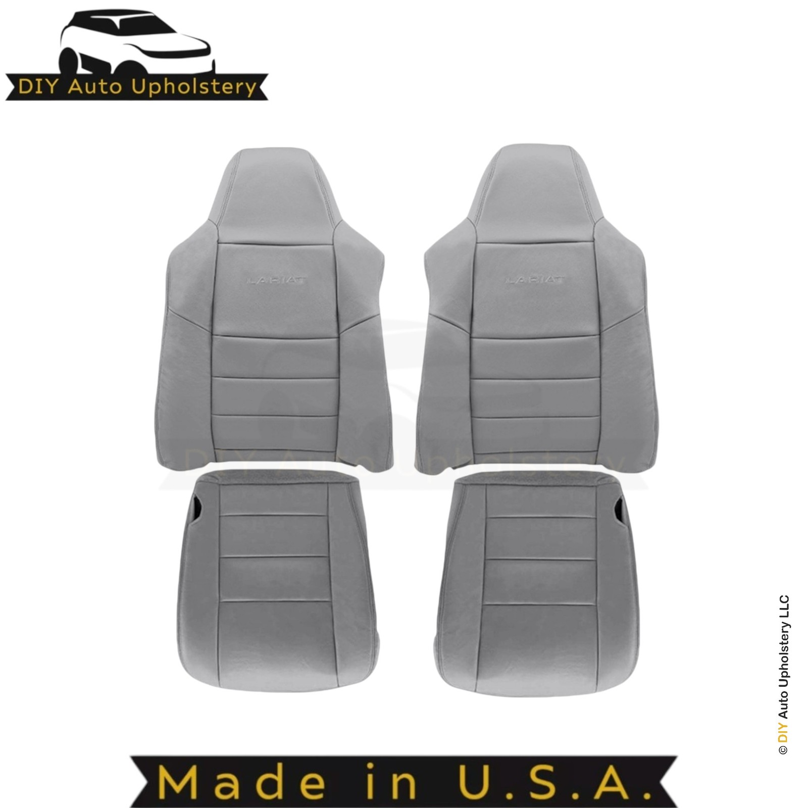 2003-2007 For Ford F250 F350 Lariat Leatherette Front OEM  Seat Covers Gray