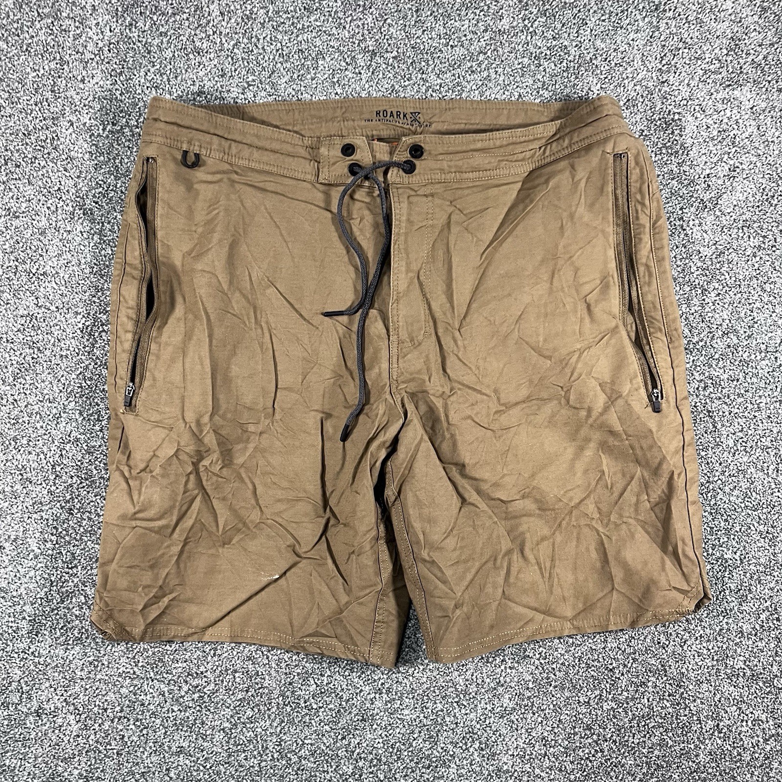     Roark Mens 34 Adventure Shorts Brown Drawstring Zip Pockets Stretch