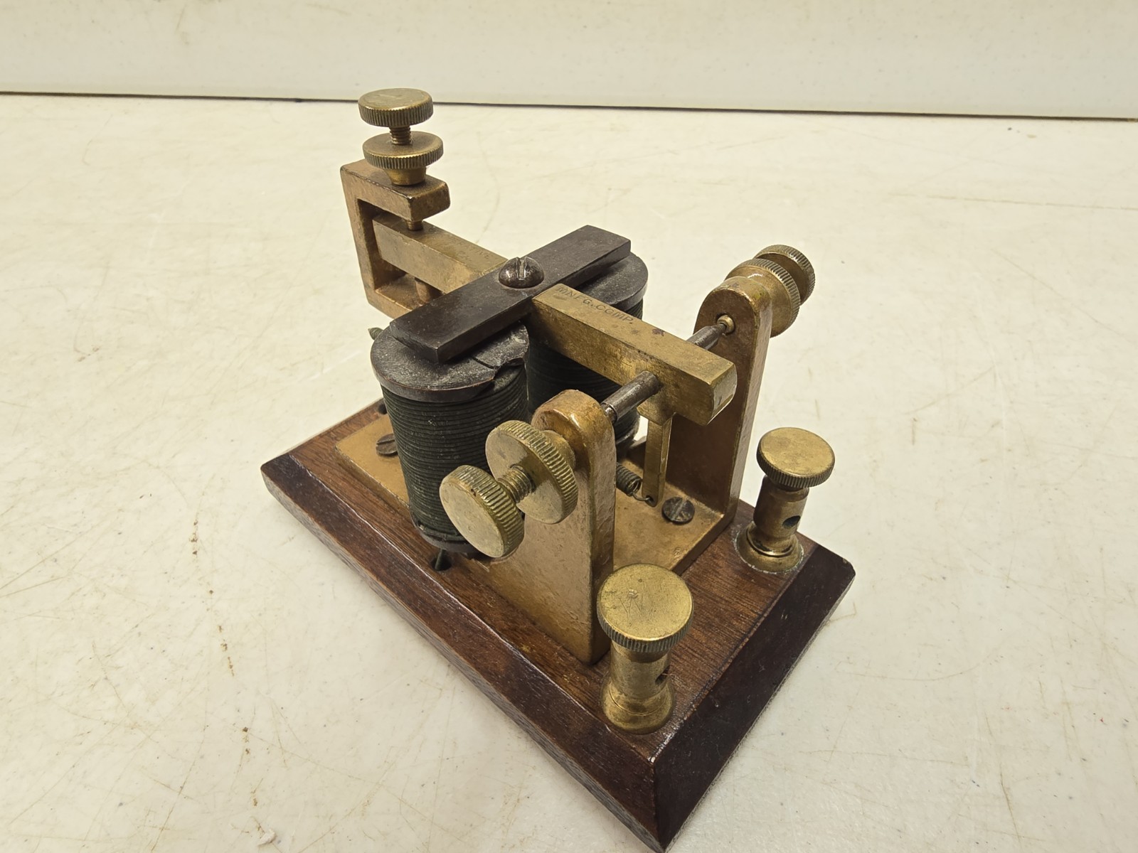 Antique 19C Co-Operative Mfg Co Philadelphia Morse Code Telegraph Sounder C1870s Antique 19C Co-Operative Mfg Co Philadelphia Morse Code Telegraph Sounder C1870s