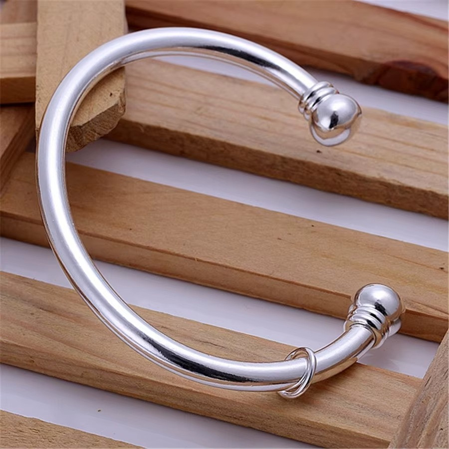 Open Cuff Bangle Solid 925 Sterling Silver Heavy Mens Bangles Bracelets All Size