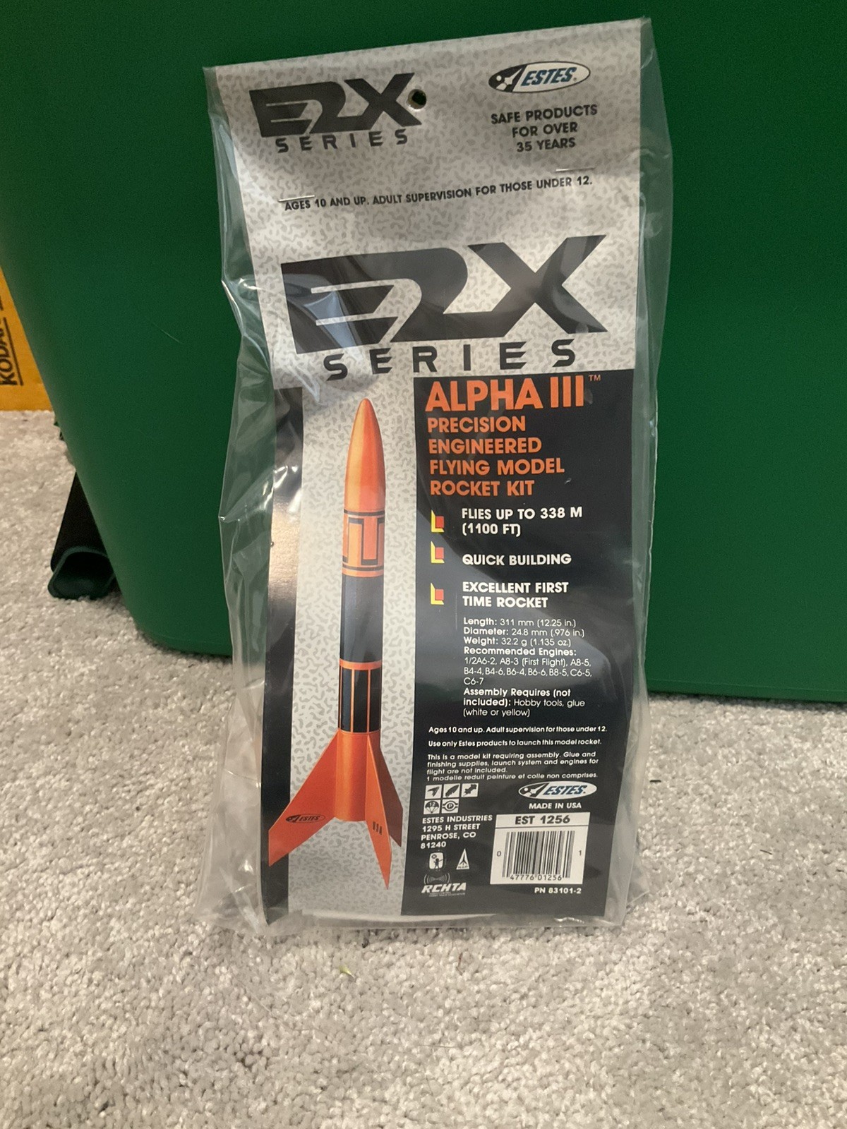 ESTES ALPHA III Flying Model Rocket Kit 1256 Single Sealed Kit Vintage New USA 