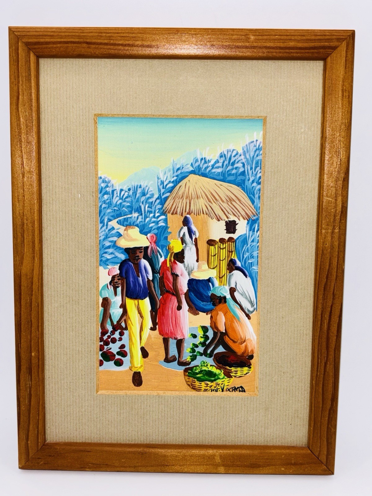 VIBRANT HAITIAN VILLAGE & FIGURES SIGNED VIBRANT HAITIAN VILLAGE & FIGURES SIGNED