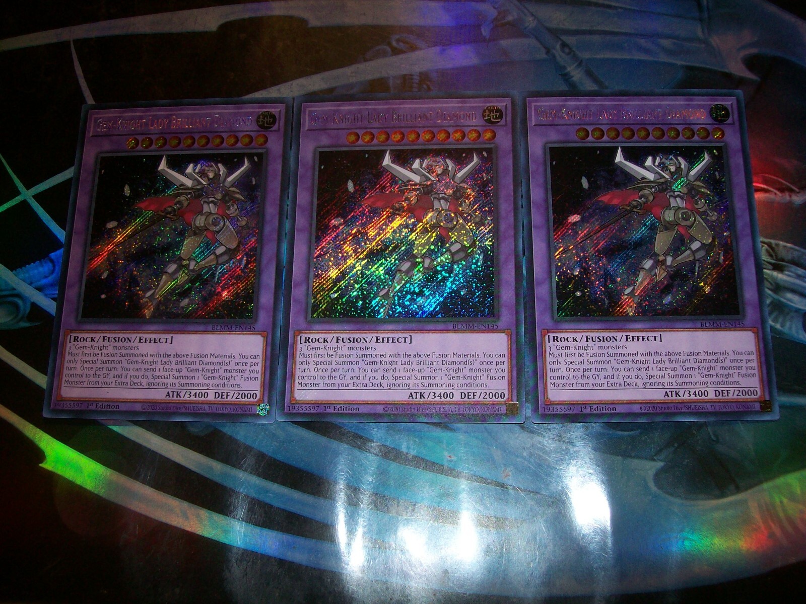 3x Gem-Knight Lady Brilliant Diamond 1st Edition Secret Rare BLMM-EN145 Yu-Gi-Oh 3x Gem-Knight Lady Brilliant Diamond 1st Edition Secret Rare BLMM-EN145 Yu-Gi-Oh