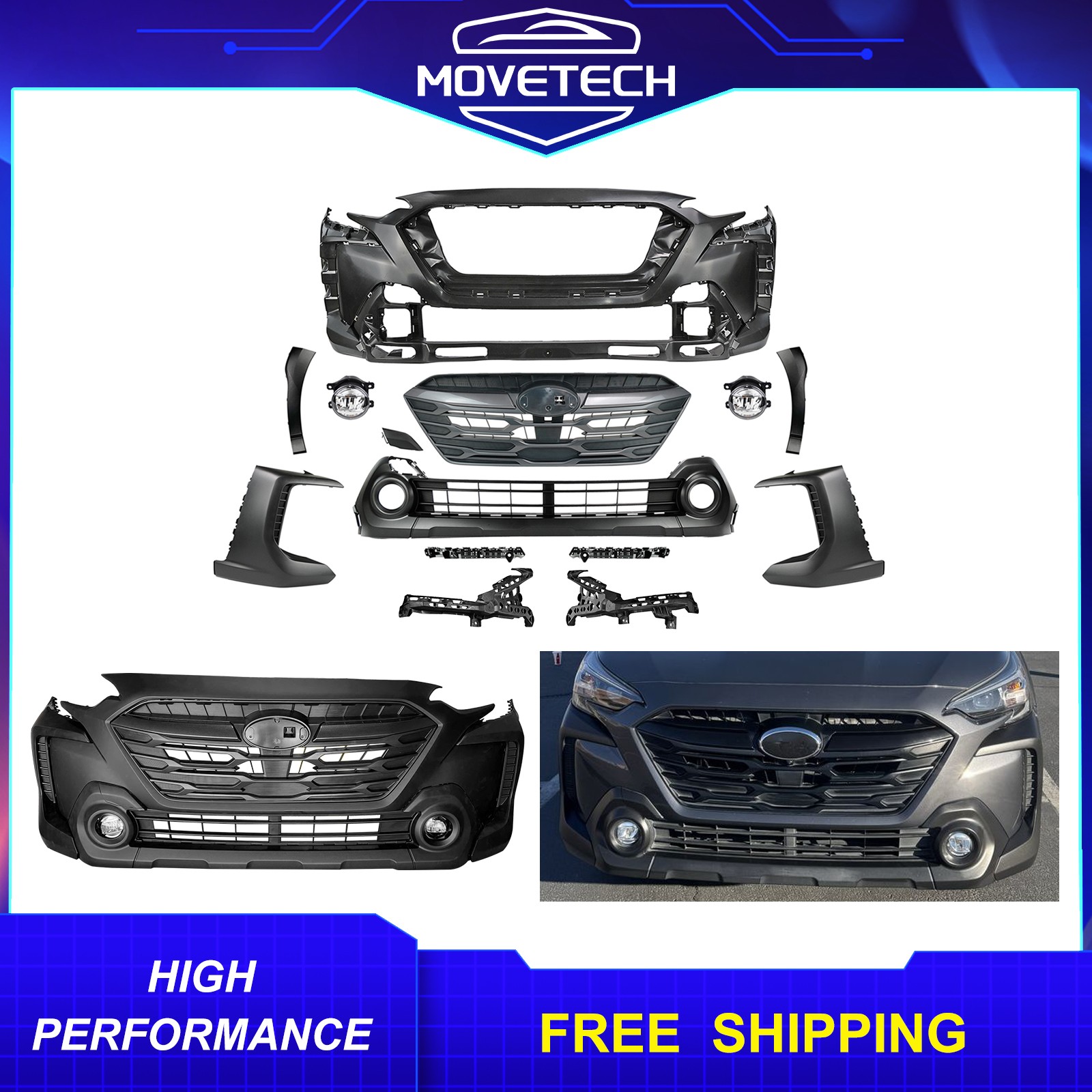 Front Bumper Kit W/ Grille & Fog Lights For 2023-2025 Subaru Outback USA Built Front Bumper Kit W/ Grille & Fog Lights For 2023-2025 Subaru Outback USA Built
