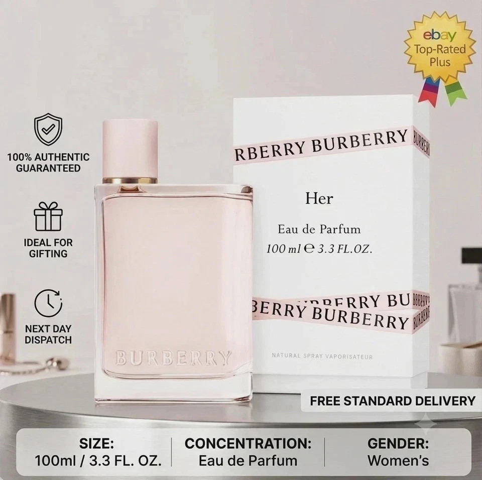 Burberry Her Eau De Parfum EDP Spray for Women 3.3 oz 100ml New Sealed....