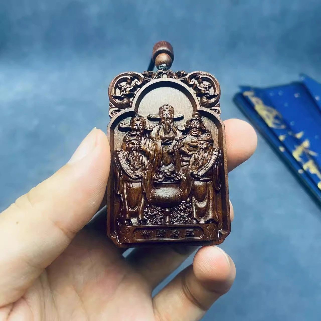 Taoist Amulet Thunderstruck Jujube Wood Five Gods Wealth Double Sided Carved Taoist Amulet Thunderstruck Jujube Wood Five Gods Wealth Double Sided Carved