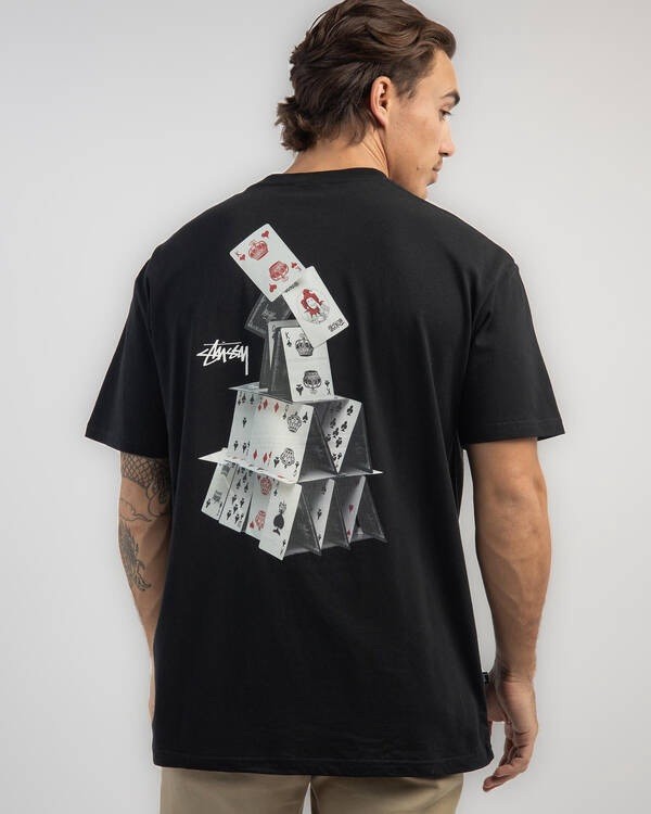 🃏Stüssy AU House of Cards Graphic Tee Black Men’s Size: M, New 100% Authentic