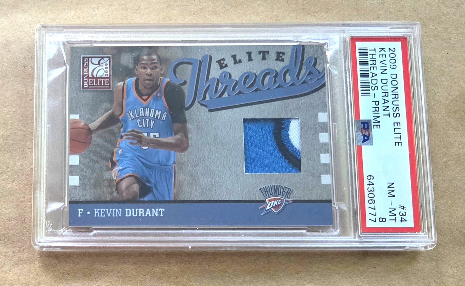 KEVIN DURANT ~~~~ ( sp /25 ) THREADS PRIME PATCH ~~~~ 2009 donruss elite PSA 8 KEVIN DURANT ~~~~ ( sp /25 ) THREADS PRIME PATCH ~~~~ 2009 donruss elite PSA 8