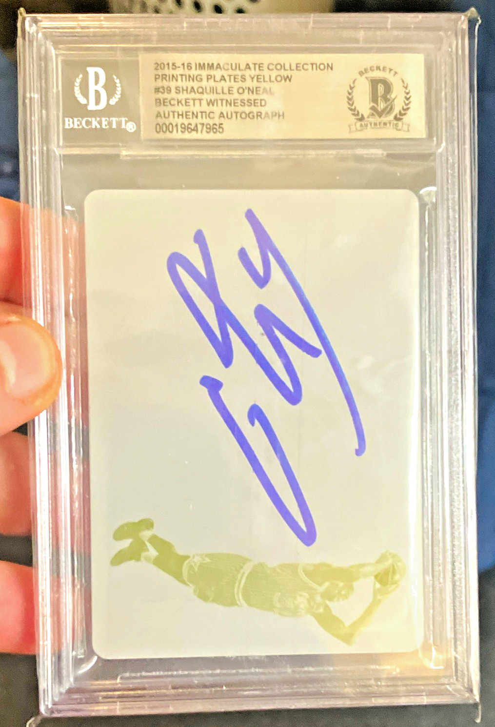 Panini 2015-16 Immaculate Shaquille O'Neal Magic #39 Yellow Plate 1/1 Auto BAS Panini 2015-16 Immaculate Shaquille O'Neal Magic #39 Yellow Plate 1/1 Auto BAS