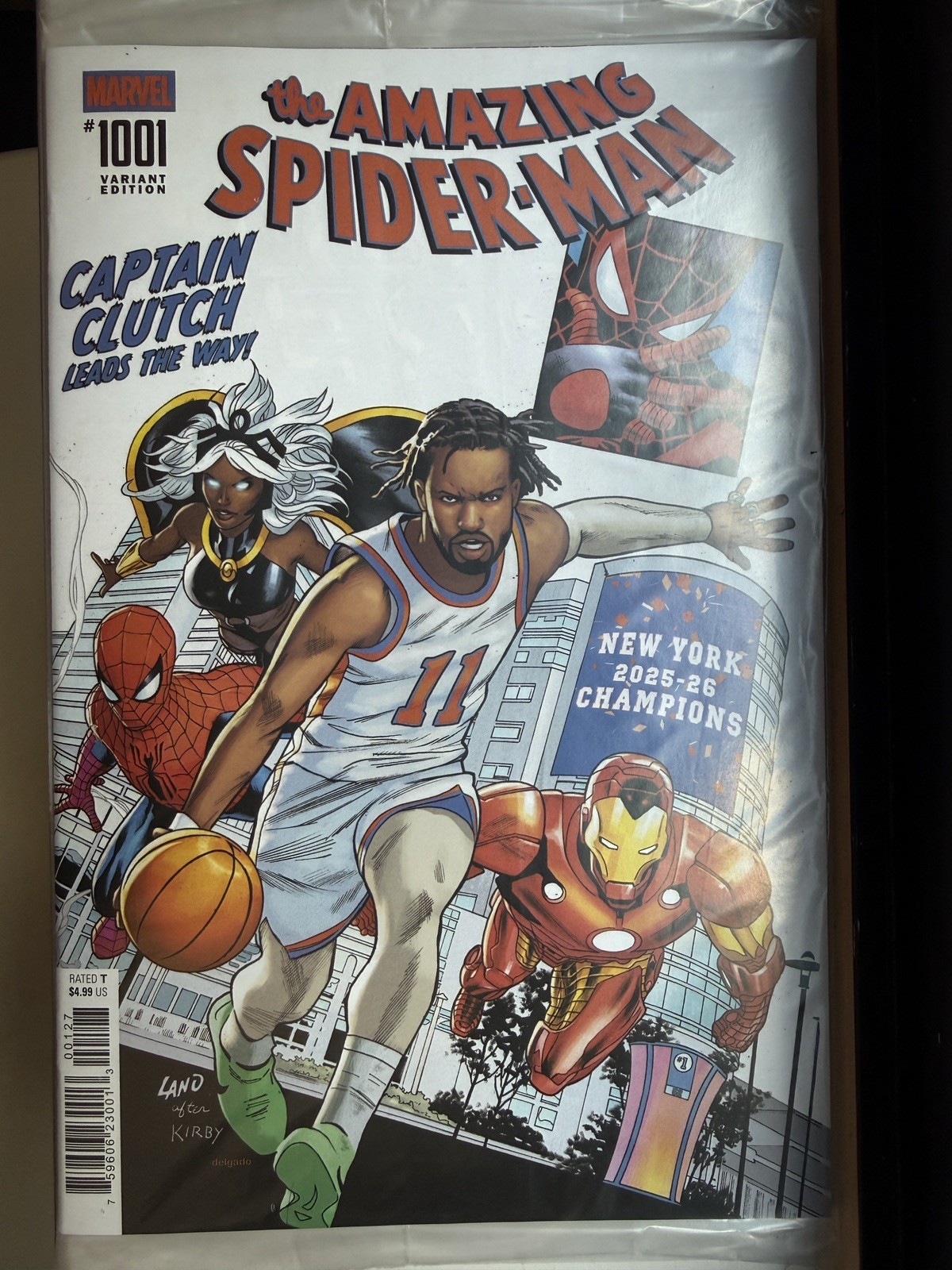 AMAZING SPIDER-MAN #1001 JALEN BRUNSON NY KNICKS NYCC EXCLUSIVE NM IN HAND 2026 AMAZING SPIDER-MAN #1001 JALEN BRUNSON NY KNICKS NYCC EXCLUSIVE NM IN HAND 2026