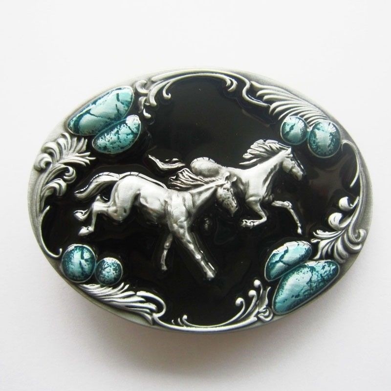 Double Running Horses Cowboy Rodeo Western Metal Belt Buckle Double Running Horses Cowboy Rodeo Western Metal Belt Buckle