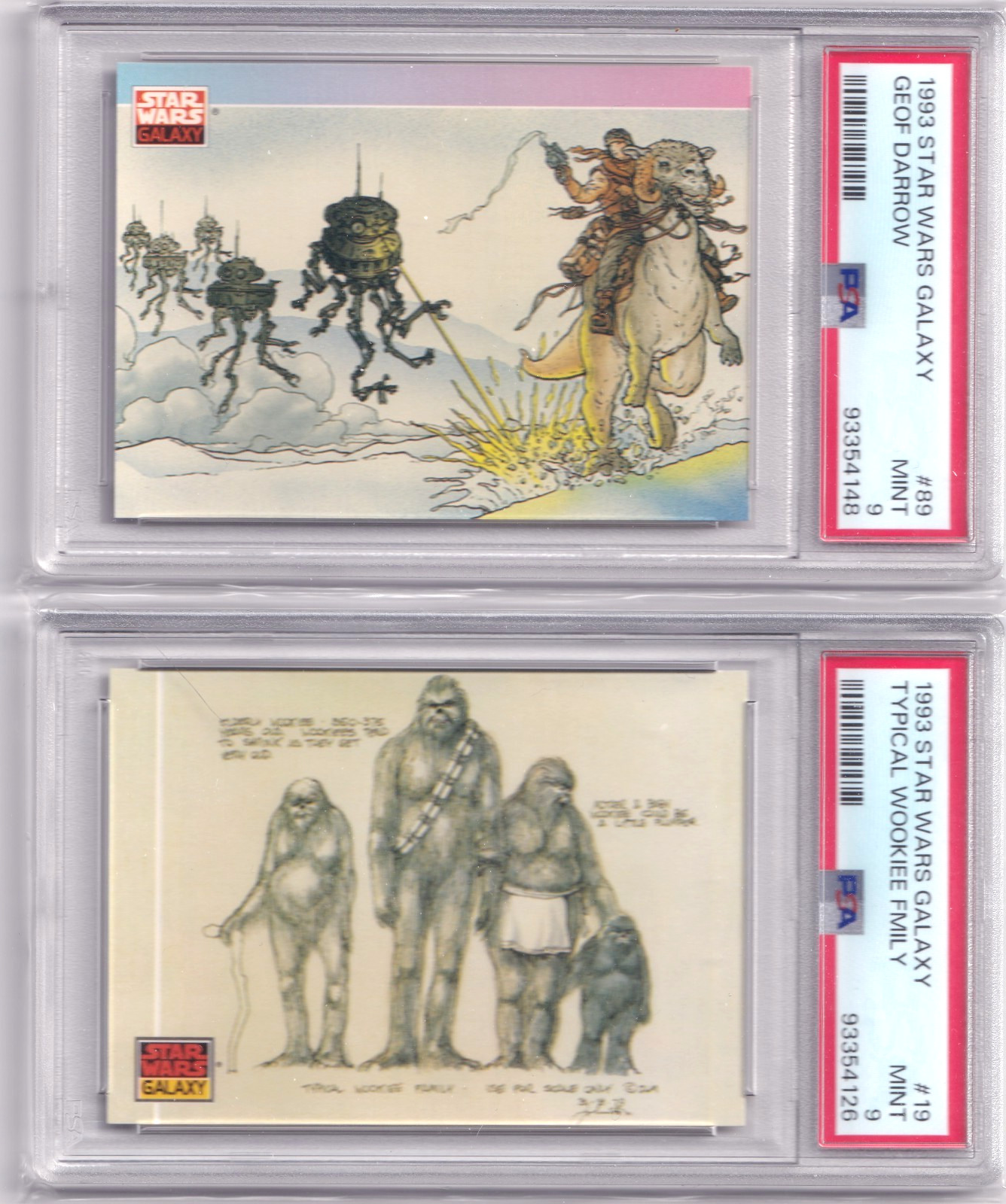 1993 STAR WARS GALAXY 2-CARD BUNDLE WOOKIE FAMILY (PSA 9) + GEOFF DARROW (PSA 9) 1993 STAR WARS GALAXY 2-CARD BUNDLE WOOKIE FAMILY (PSA 9) + GEOFF DARROW (PSA 9)