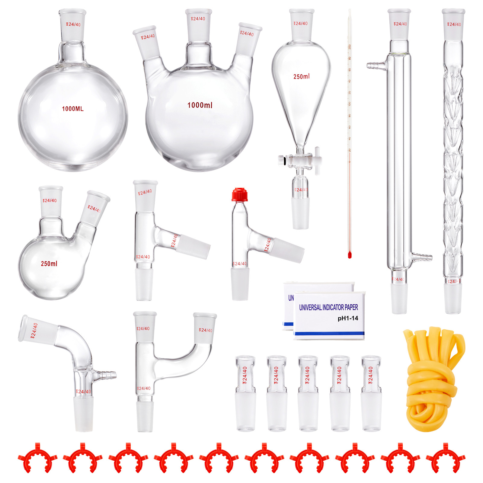 Uimoso Lab Glassware Distillation Kit 1000ml 3.3 Boro 29 pcs Glassware Equipment