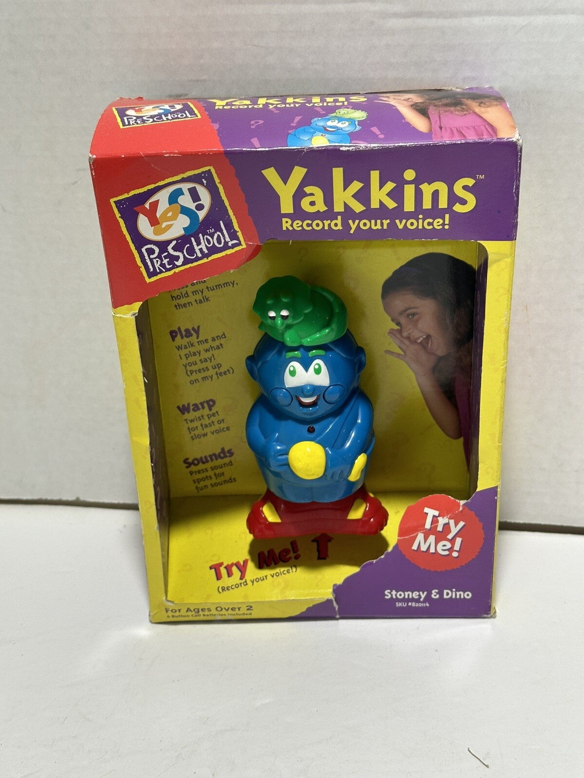 Rare 1997 Yes Preschool Yakkins STONEY & DINO record your voice Need Batery VTG