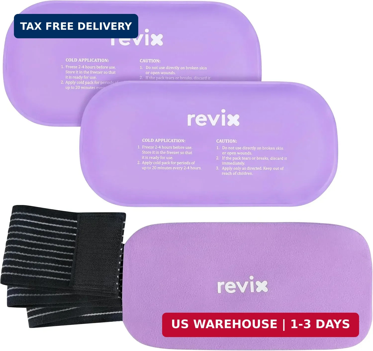 REVIX 2-Pack Gel Ice Packs Reusable, Hot Cold Gel Packs with Straps REVIX 2-Pack Gel Ice Packs Reusable, Hot Cold Gel Packs with Straps