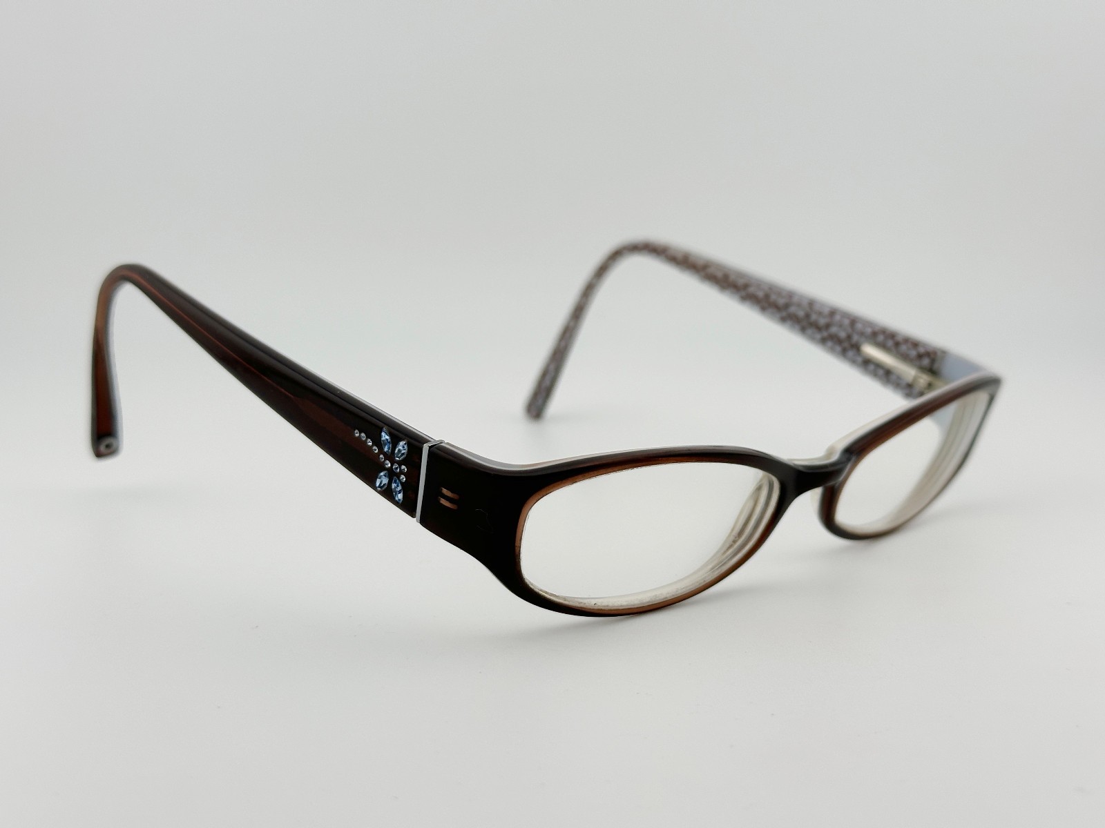 Coach 530 Annabel Brown w/ Crystal Accents Oval Eyeglasses Frame Only, 50-18 135